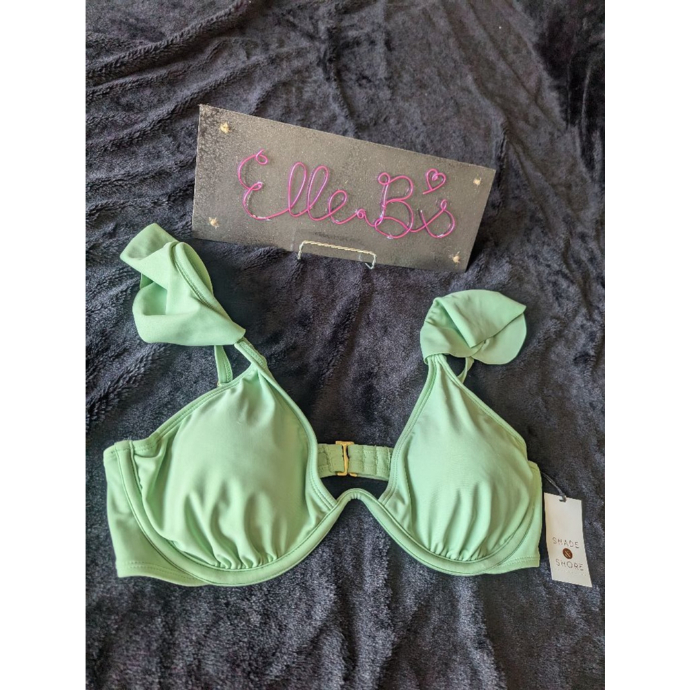 NWT Shade & Shore Green Ruffle Bikini Top XL